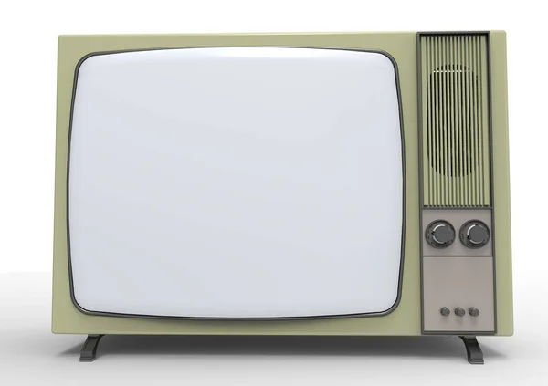 Retro Oude Draagbare Televisie Uit Jaren Front Gele Achtergrond Met — Stockfoto