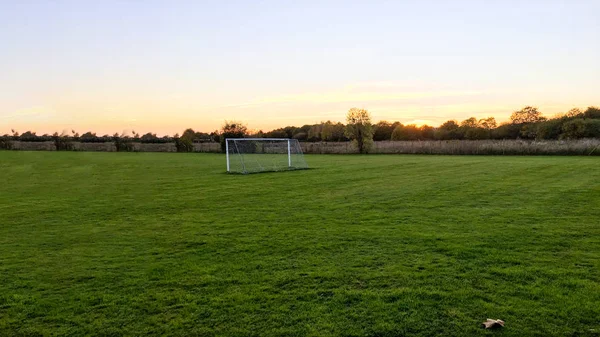 Campo Futebol Com Grama Verde — Fotografia de Stock