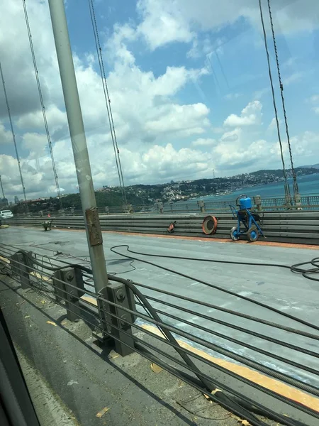 Obra Construção Ponte Isolar Fundo — Fotografia de Stock