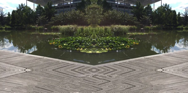 Zierbecken Und Wasseralgen Isolieren Hintergrund — Stockfoto