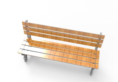 Beyaz arkaplanda park bankı izole