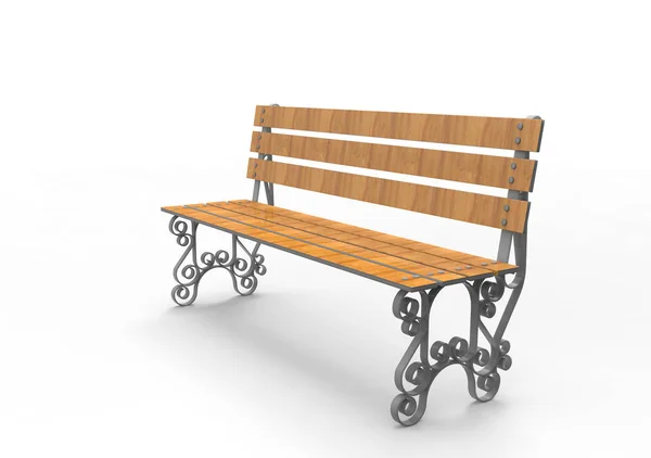 Park Bench Isolated White Background — Stock Photo, Image