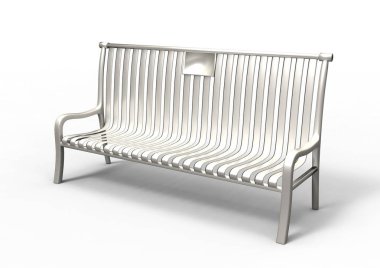 Beyaz arkaplanda park bankı izole