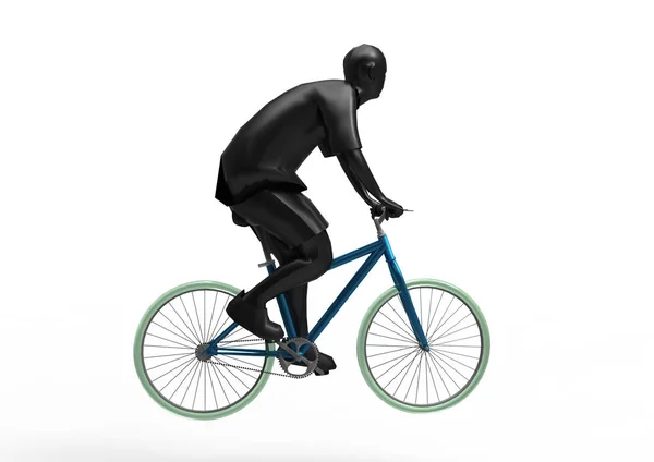 Homem Bicicleta Isolar Fundo — Fotografia de Stock