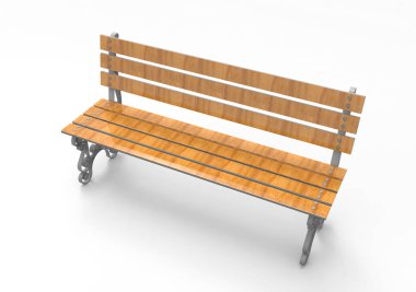 Beyaz arkaplanda park bankı izole