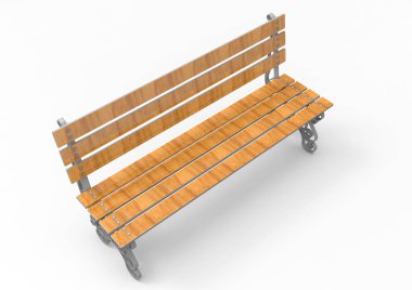 Beyaz arkaplanda park bankı izole