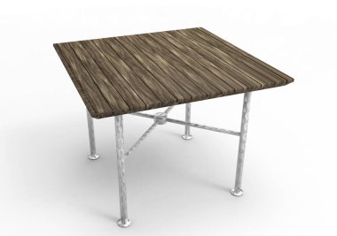 Tahta masa beyaz arkaplanda izole edildi