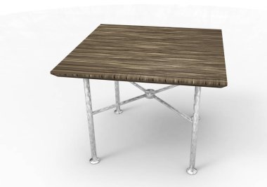 Tahta masa beyaz arkaplanda izole edildi