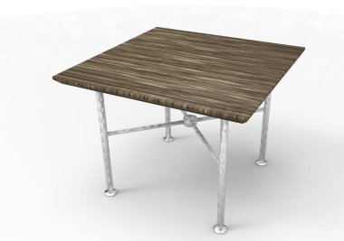 Tahta masa beyaz arkaplanda izole edildi