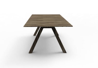 Tahta masa beyaz arkaplanda izole edildi