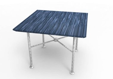 Tahta masa beyaz arkaplanda izole edildi