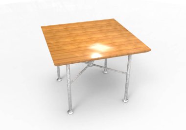 Tahta masa beyaz arkaplanda izole edildi