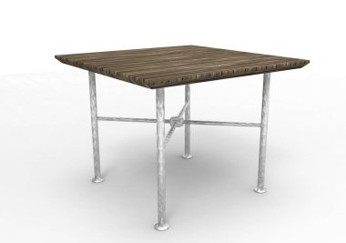 Tahta masa beyaz arkaplanda izole edildi