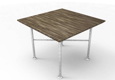 Tahta masa beyaz arkaplanda izole edildi