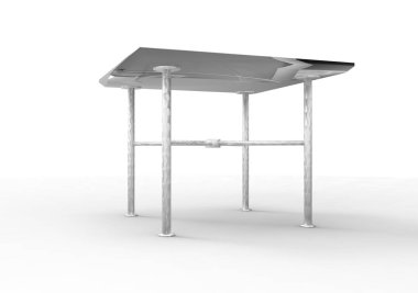 Tahta masa beyaz arkaplanda izole edildi