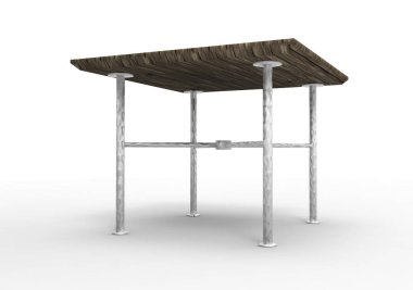 Tahta masa beyaz arkaplanda izole edildi