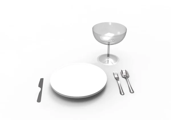 餐具3D 隔离背景 — 图库照片