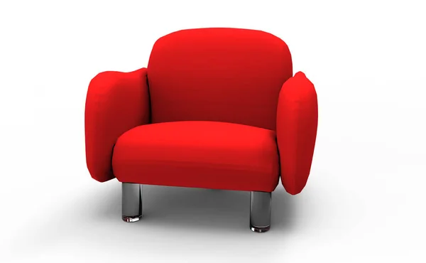 Sillón Cuero Rojo Aislado Blanco — Foto de Stock