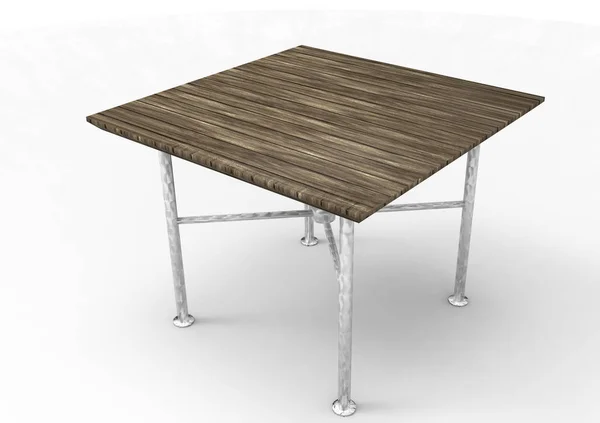 Wooden Table Isolated White Background — Stock Photo, Image