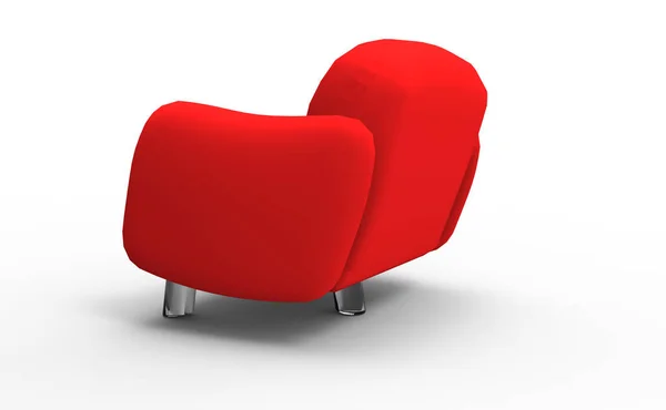 Sillón Cuero Rojo Aislado Blanco — Foto de Stock