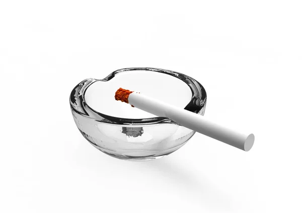 Burning Cigarette Ashtray White Background — Stock Photo, Image