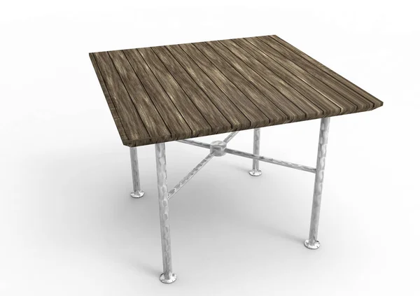 白い背景に隔離された木製のテーブル — ストック写真