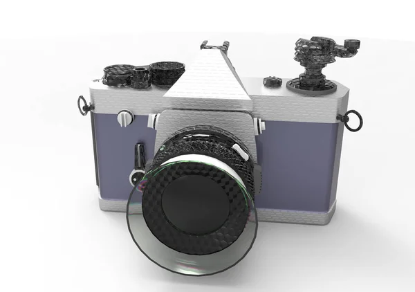 Μία Κάμερα Που Απομονώνονται Λευκό Φόντο — Φωτογραφία Αρχείου