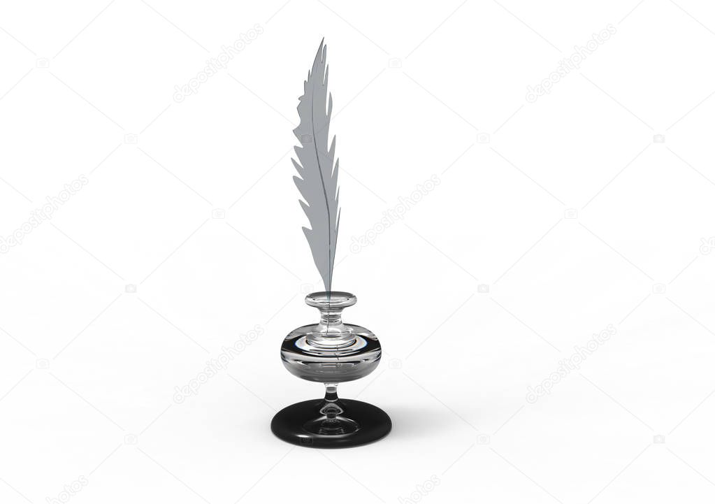 ink feather 3D isolate background