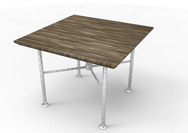 白い背景に隔離された木製のテーブル — ストック写真