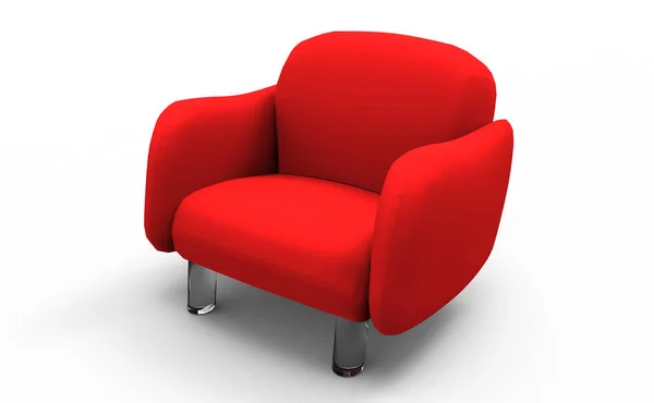 Sillón Cuero Rojo Aislado Blanco — Foto de Stock