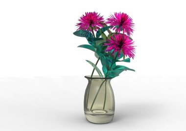 vazo çiçekleri 3d ayrı tut moduyla arka plan