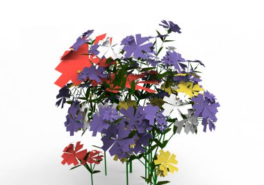 vazo çiçekleri 3d ayrı tut moduyla arka plan