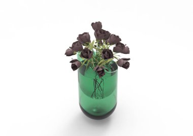 vazo çiçekleri 3d ayrı tut moduyla arka plan