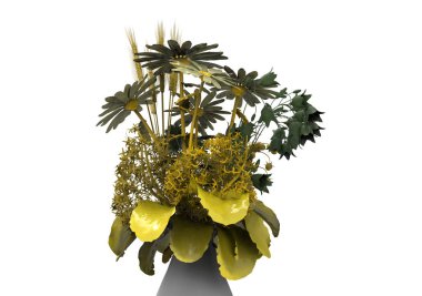 vazo çiçekleri 3d ayrı tut moduyla arka plan