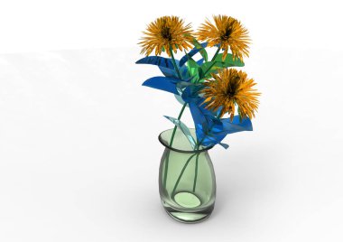 vazo çiçekleri 3d ayrı tut moduyla arka plan