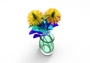 vazo çiçekleri 3d ayrı tut moduyla arka plan