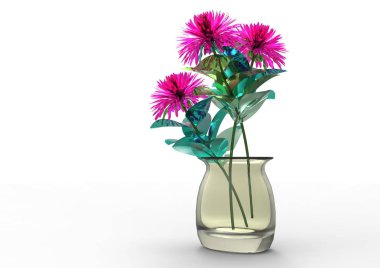 vazo çiçekleri 3d ayrı tut moduyla arka plan