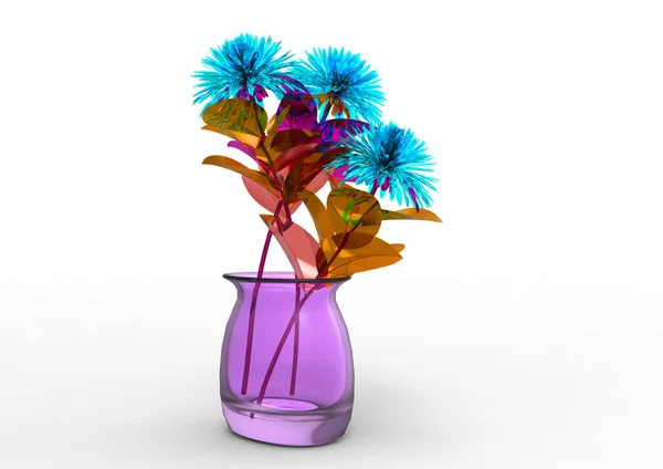 花瓶花3D 隔离背景 — 图库照片