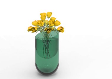 vazo çiçekleri 3d ayrı tut moduyla arka plan