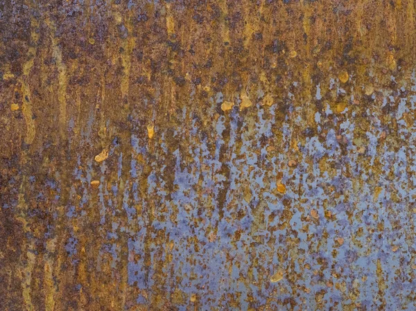 Beautiful Abstract Background Metal Blue Yellow Brown Rusty Plate — Stock Photo, Image