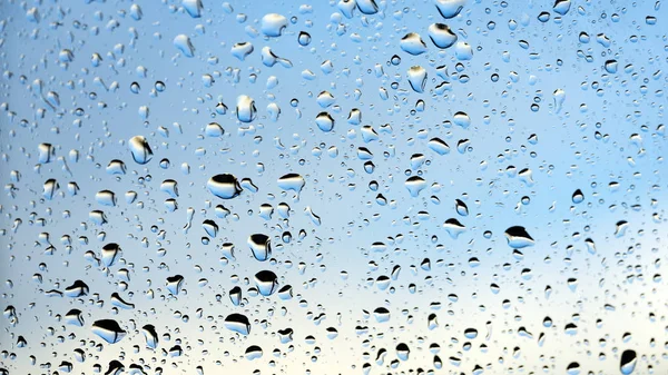 Raindrops Glass Pane Car Windshield Rain Shower — Stock Photo, Image