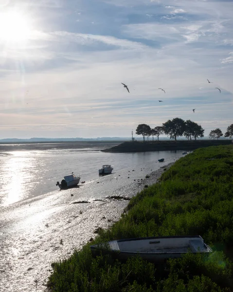 Bateaux vides dans le delta de la rivière Somin st valery sur somme — Photo