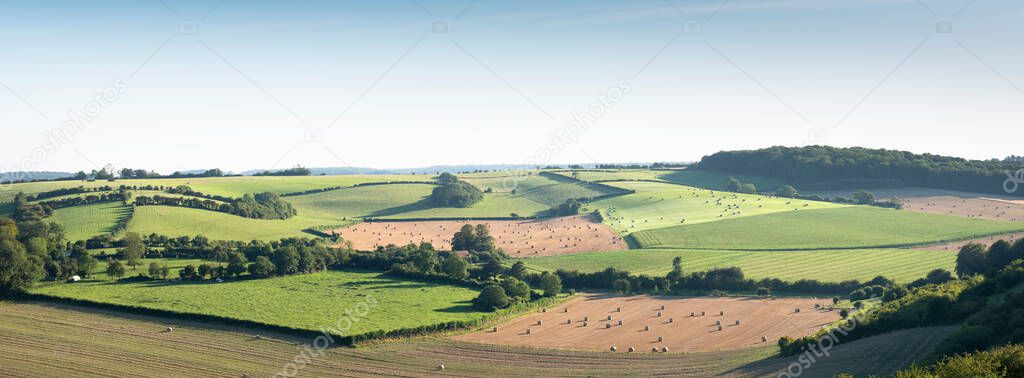landscape with cornfields and meadows in regional parc de caps et marais dopale in the north of france