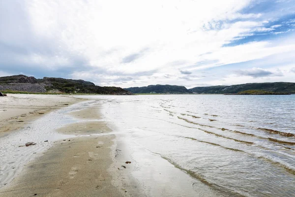 Riva Sabbiosa Del Mare Del Nord Colline Cielo Nuvoloso Bellissimo — Foto Stock