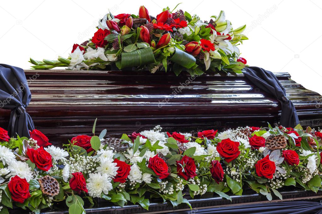 Beautifully decorated flowers coffin