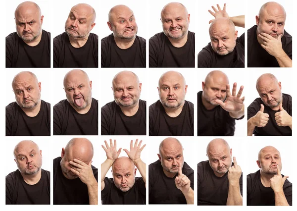 Kel bir adamın farklı duygularla kümesini