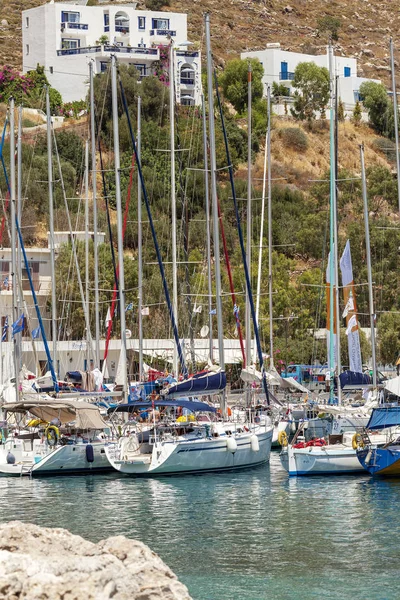 Grecia Tilos 2015 Regata Vela Estacionamiento Yates Puerto Deportivo — Foto de Stock