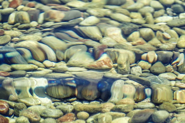 Piedra Guijarro Colorido Vista Con Olas Mar Claro Bajo Agua —  Fotos de Stock