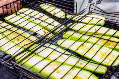 Kabak dilimleri ızgara, yakın çekim