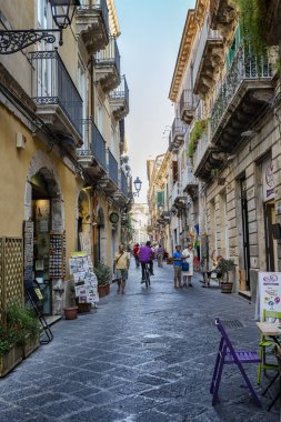 Sicilya, Taormina, 08.28.2016. sokak eski şehir
